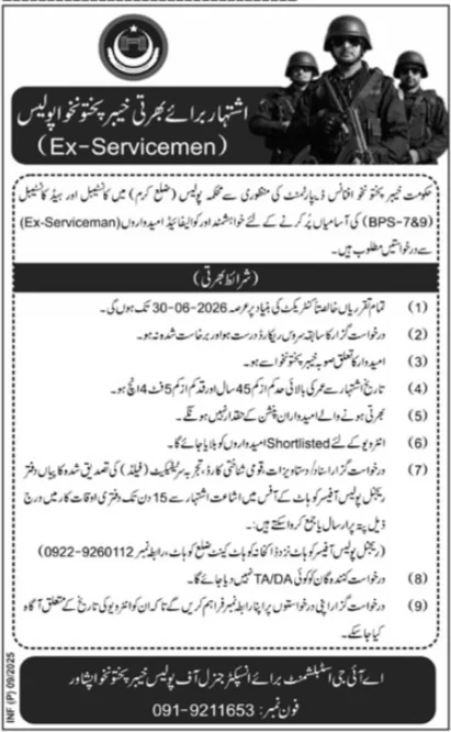 Police Department Jobs In Khyber Pakhtunkhwa for 2025