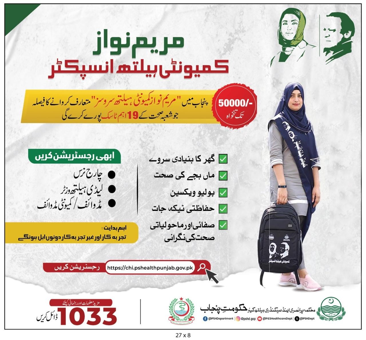 Maryam Nawaz Community Health Inspectors Jobs For 2025