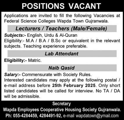 Federal Science College Jobs Opportunities For 2025