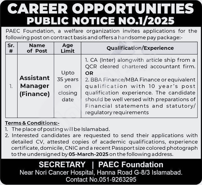 PAEC Foundation Jobs Application For 2025-Apply Now