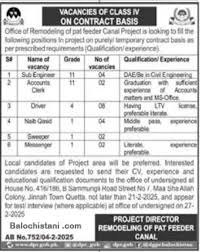 Irrigation Department PAT Feeder Canal Jobs In Balochistan-2025